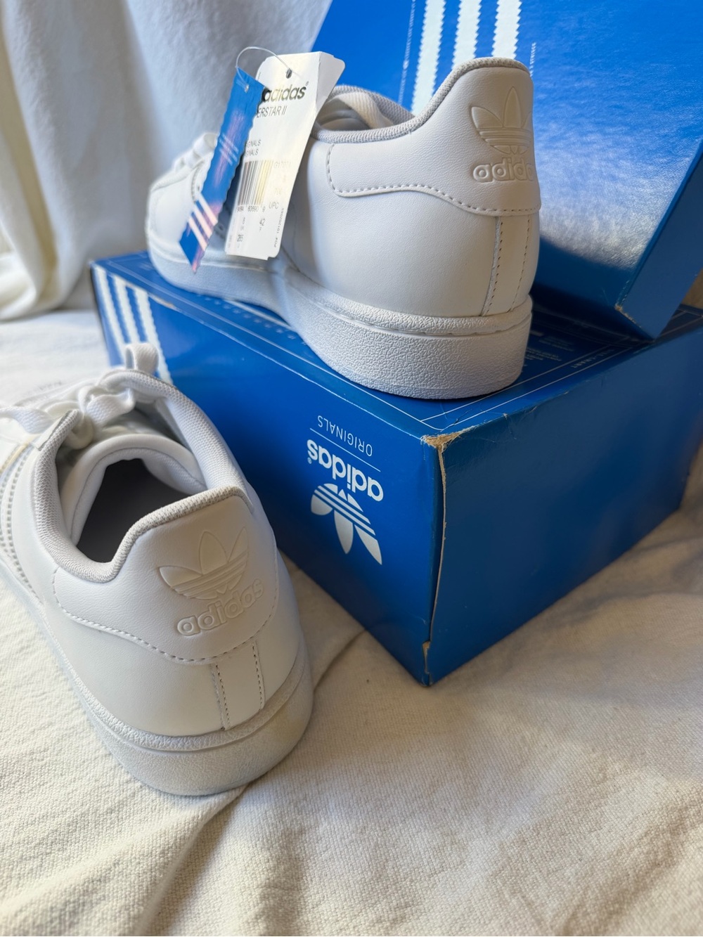 NIB Adidas Originals Superstar II Triple White Sneakers Men 8/Women 9.5 G17071 - Picture 5 of 8